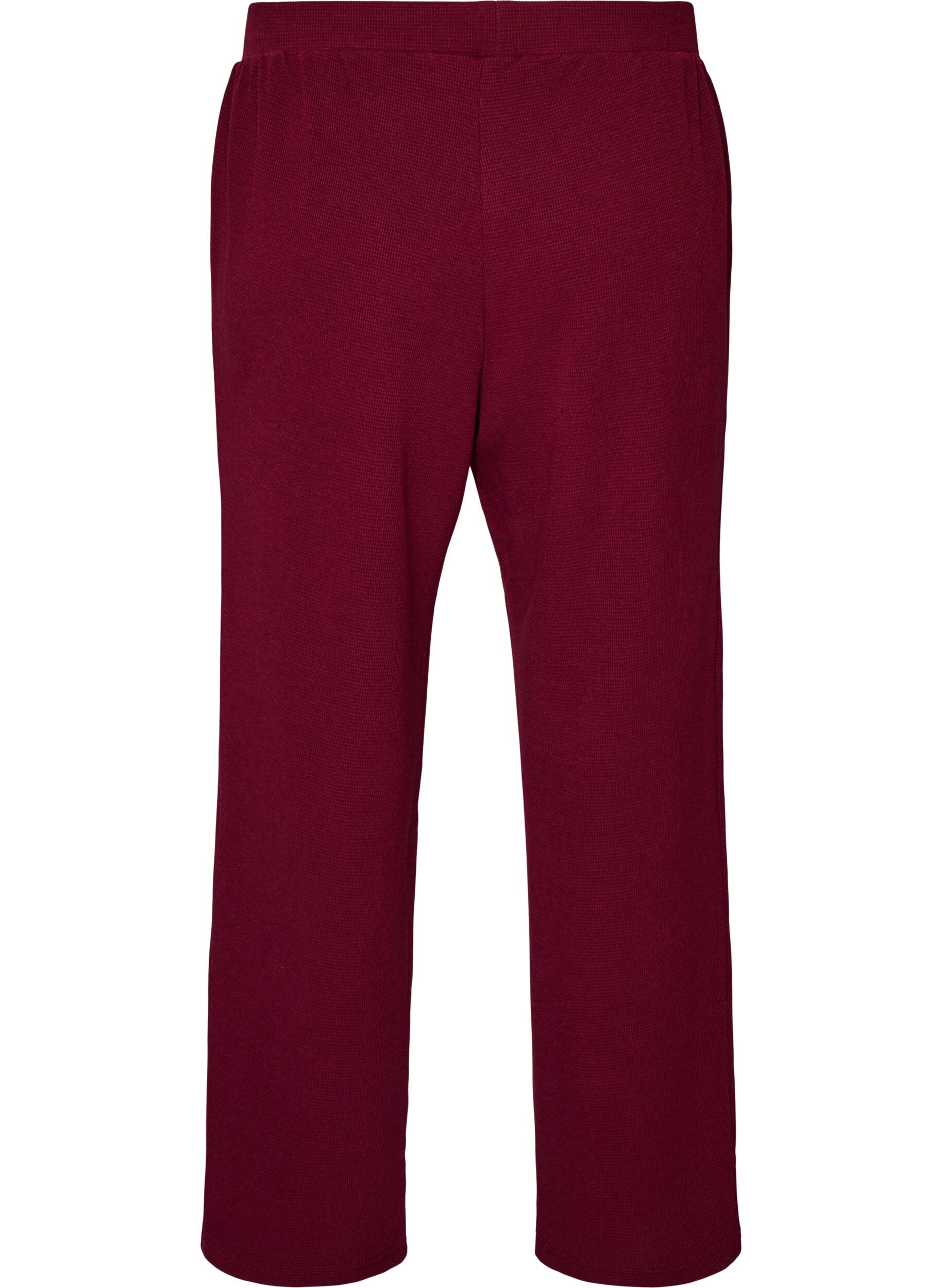 ZizziLosse broek met textuur en een hoge taille, Rood, Packshot image number 1