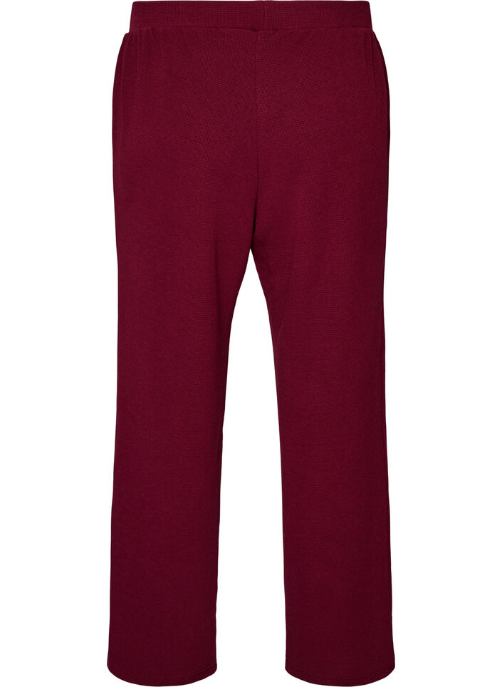 Losse broek met textuur en een hoge taille, Rood, Packshot image number 1