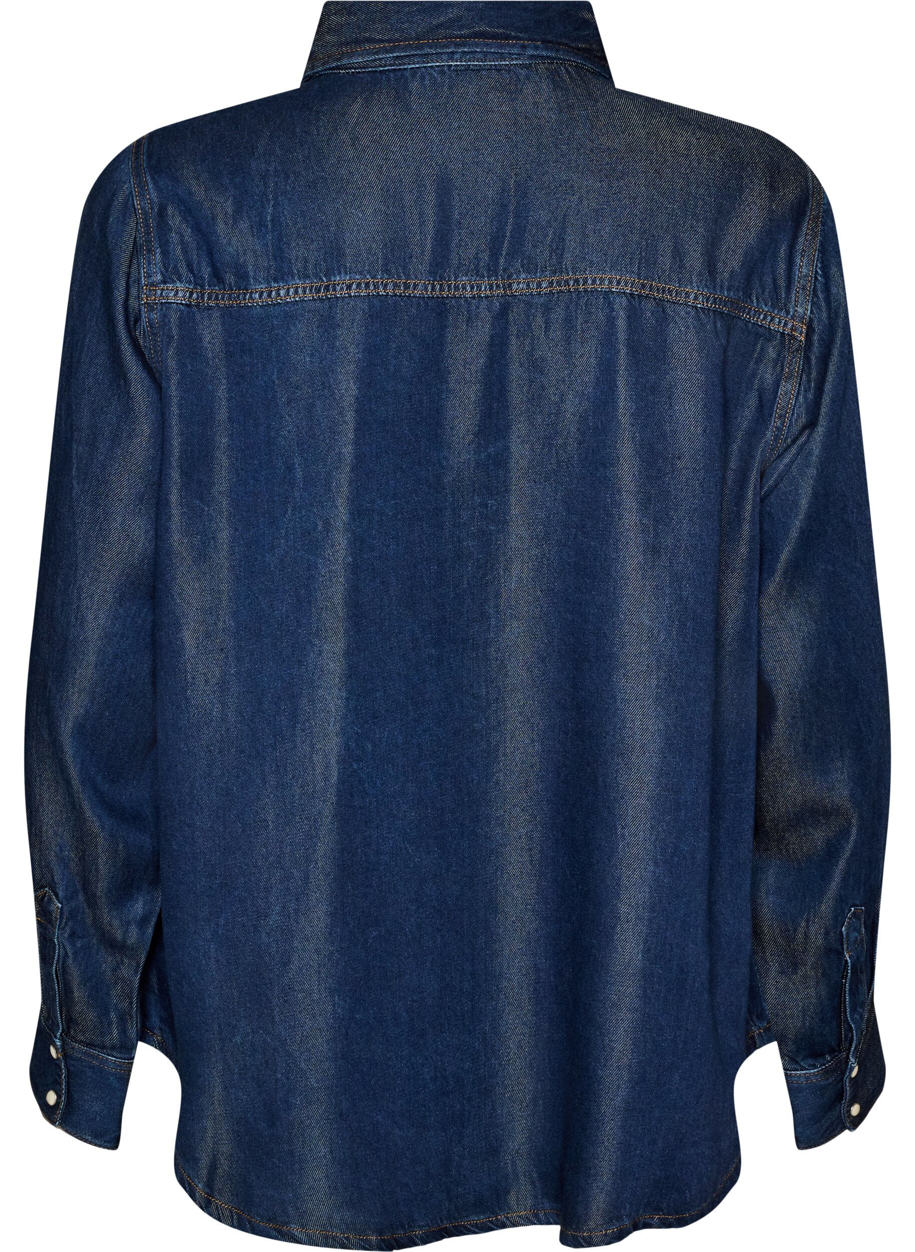 ZizziDenim blouse van lyocell met drukknopen, Blauw, Packshot image number 1