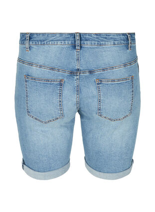 Nauwsluitende denim shorts met slijtagedetails, Light blue denim, Packshot image number 1