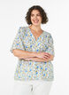 Katoenen shirt met korte mouwen en een V-hals, Blauw, Model image number 0