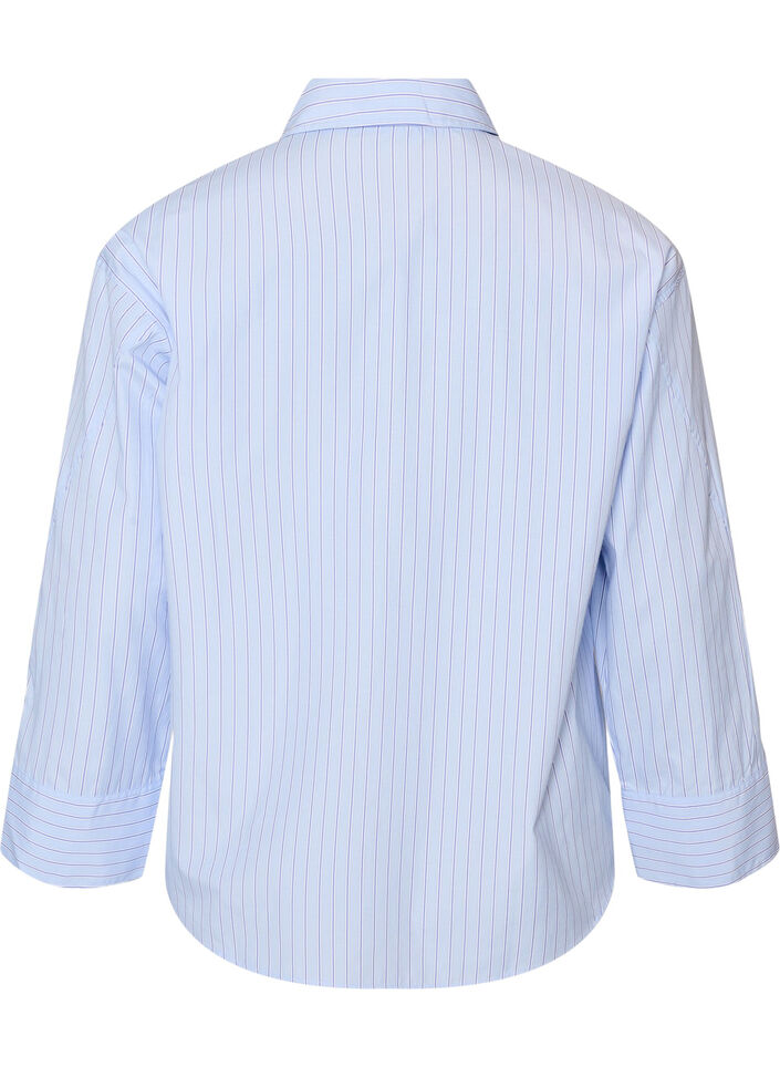 Gestreept shirt met wijde manchetten, Blauw, Packshot image number 1