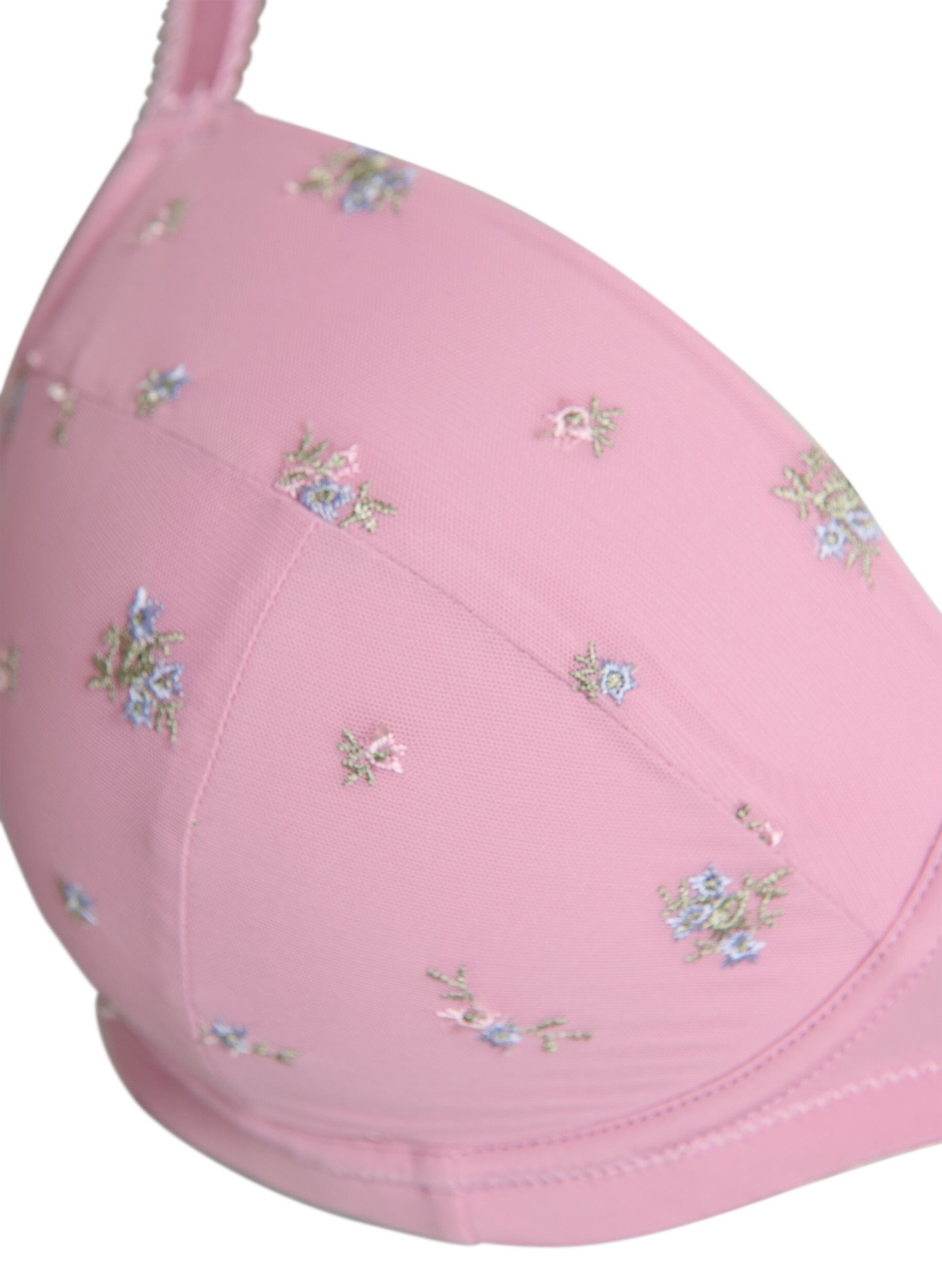 Zizzi Gewatteerde bh met mesh en bloemenborduursel, Rood, Packshot image number 2