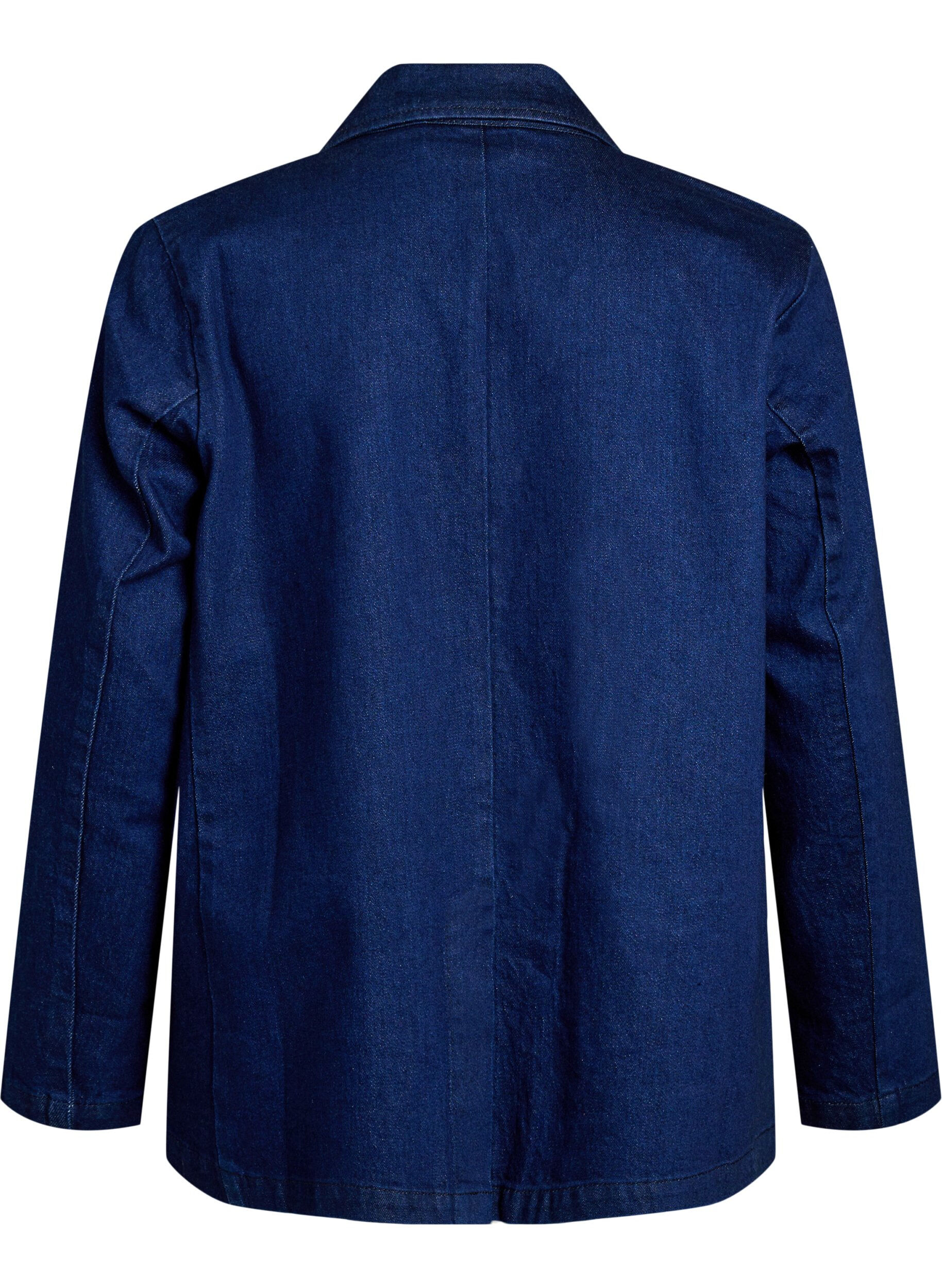 Zizzi Denim blazer met zakken, Blauw, Packshot image number 1
