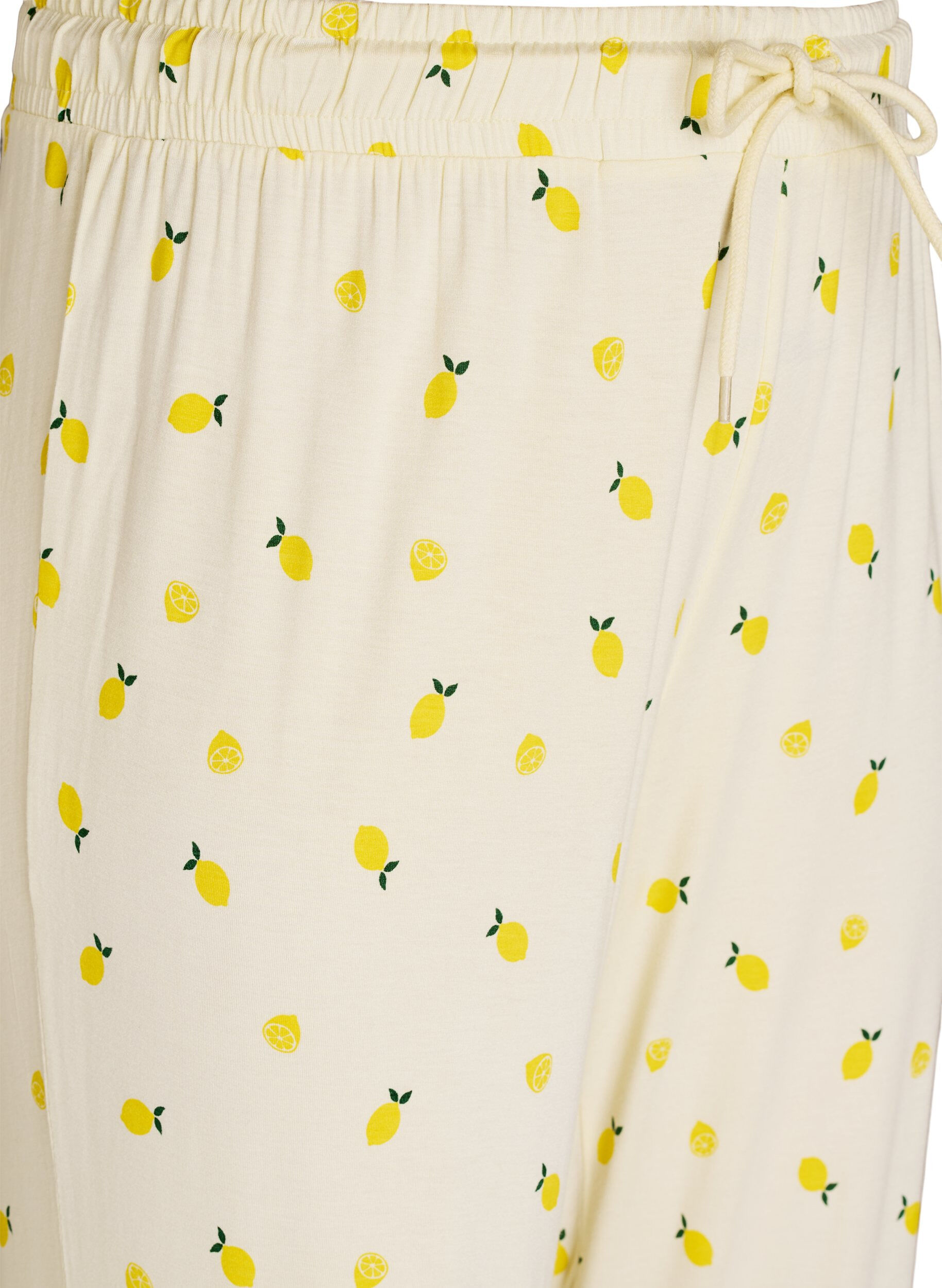 ZizziPyjamabroek in zachte jersey met hoge taille en fruitprint, Geel, Packshot image number 2