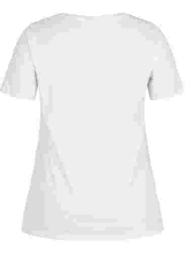 Basic t-shirt in effen kleur met katoen, Bright White, Packshot image number 1