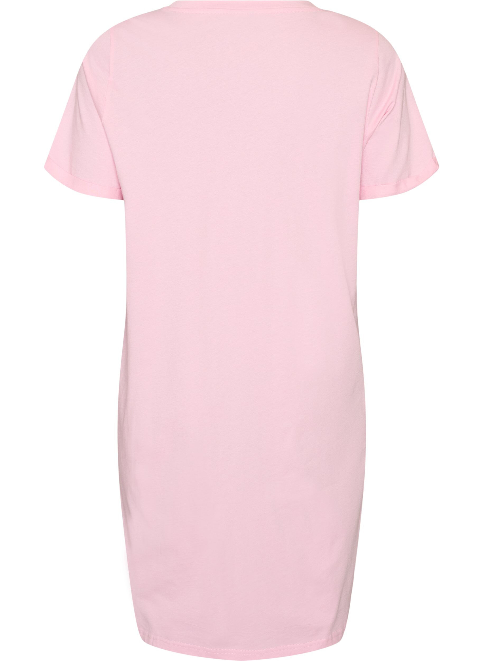 ZizziNachtjapon met korte mouw van biologisch katoen, Roze, Packshot image number 1