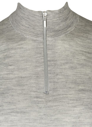 Nauwsluitende gebreide blouse in 100% wol, Light Grey Melange, Packshot image number 2