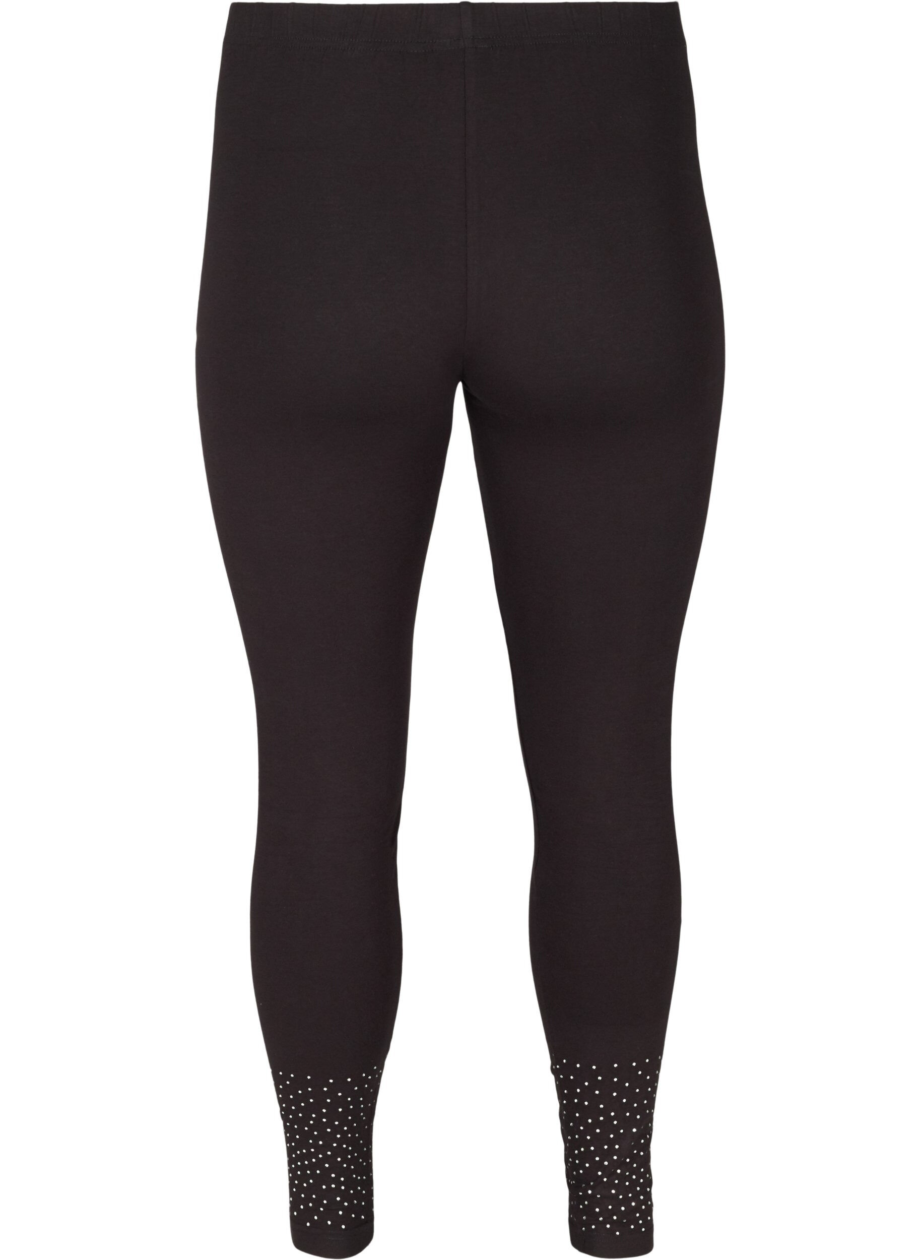 Zizzi Legging in viscosemix met decoratieve steentjes, Black, Packshot image number 1