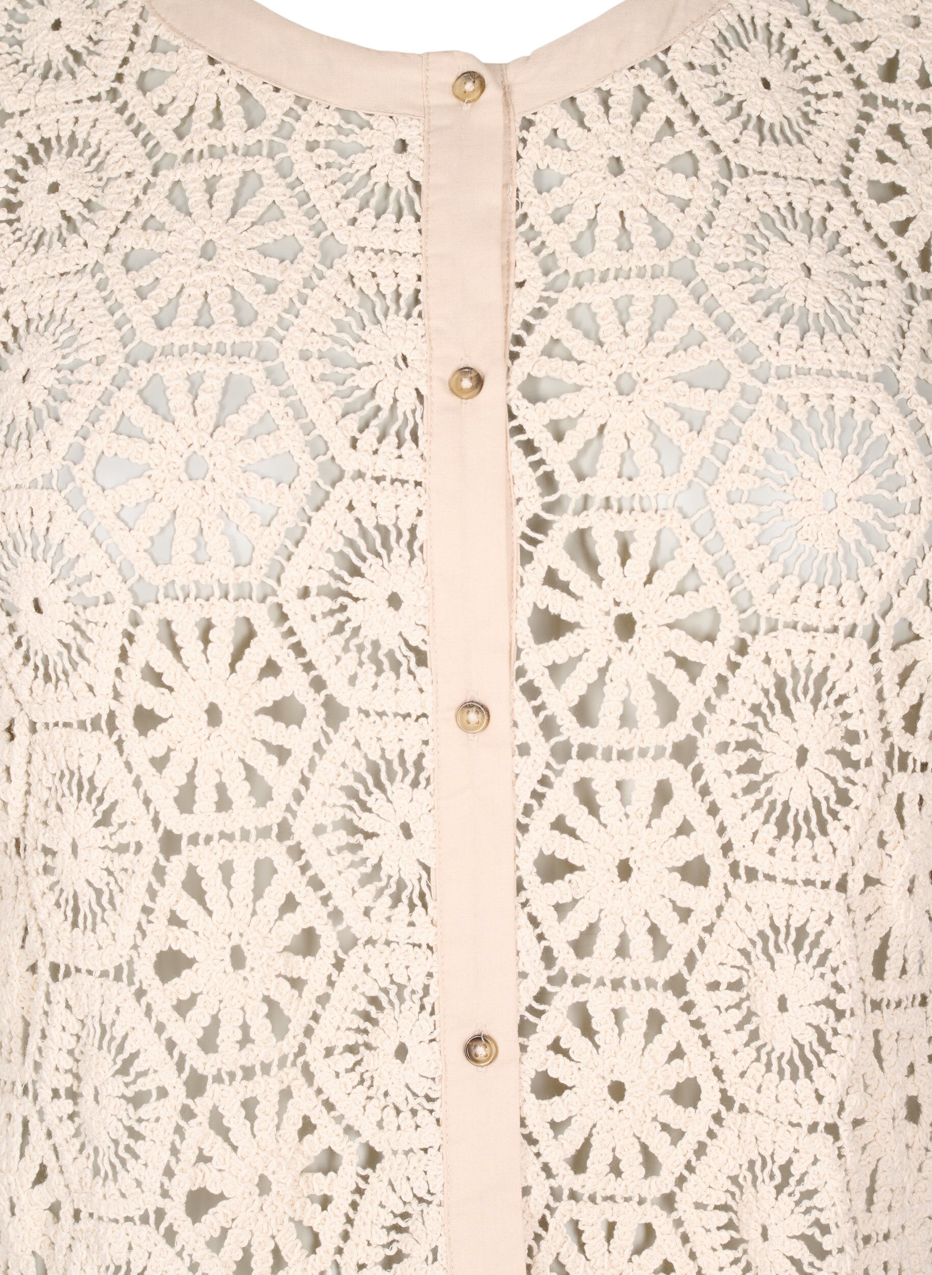 Zizzi Cardigan met korte mouwen en haakwerk, Beige, Packshot image number 2