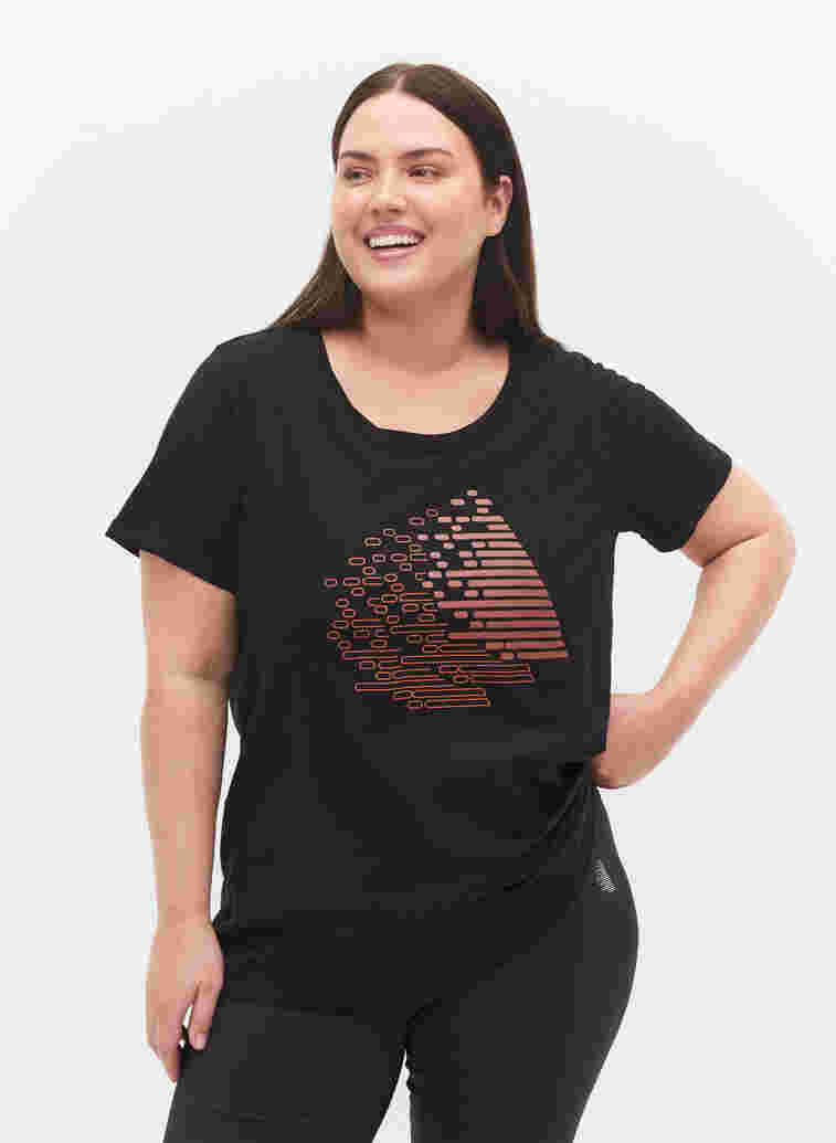 Trainingsshirt met print, Black w. Copper Foil, Model image number 0