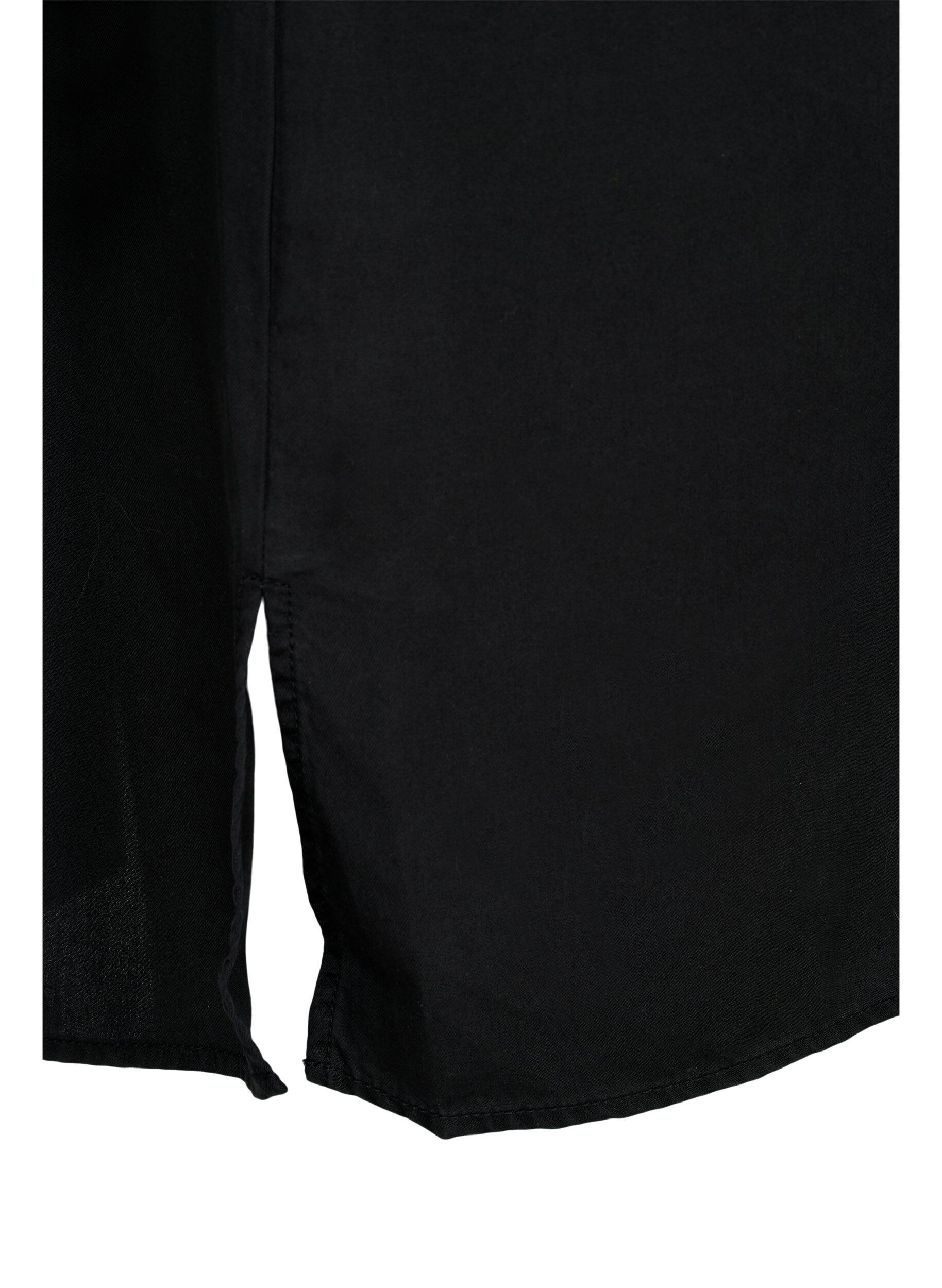 Zizzi Lang overhemd met 3/4-mouwen van lyocell (TENCEL&trade;), Black, Packshot image number 3