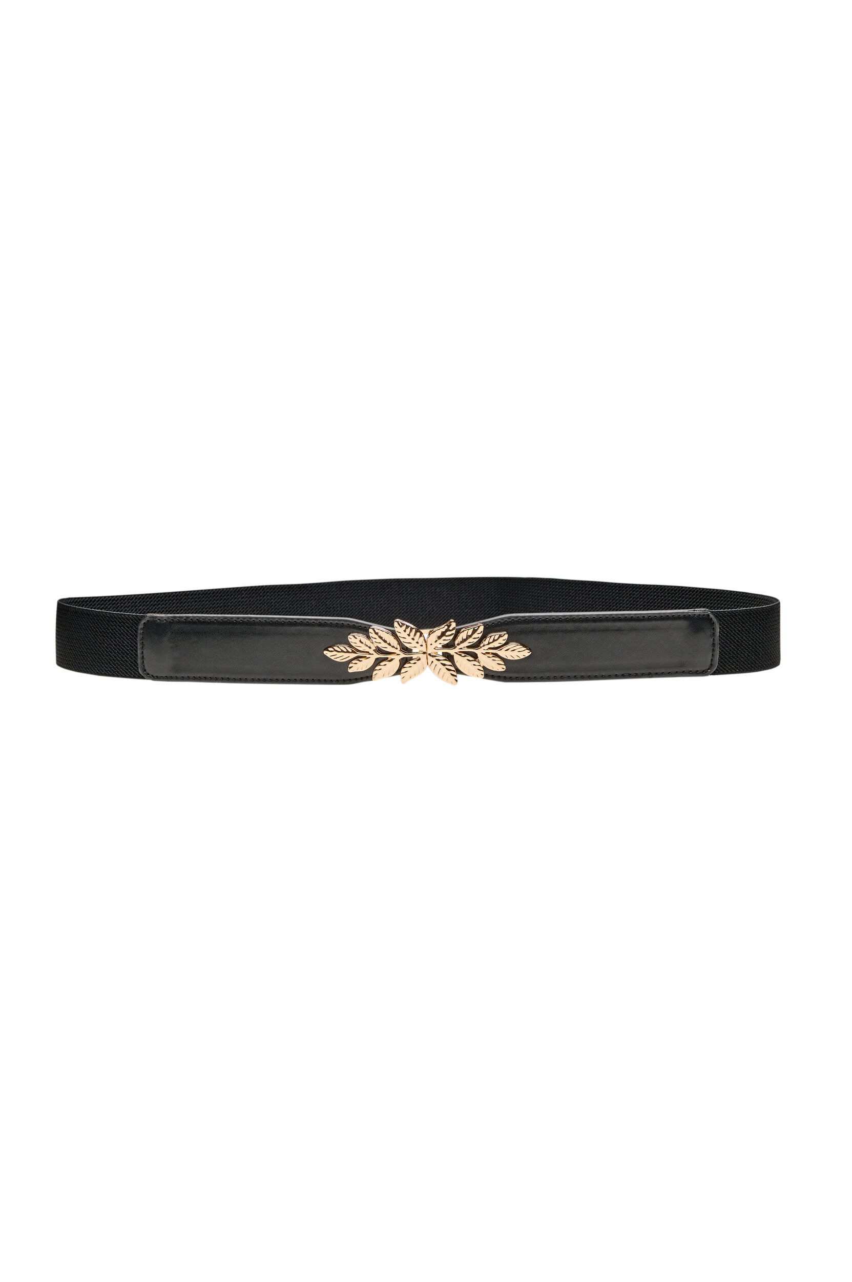 Smalle taille riem met een bladvormige gesp