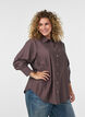 Viscose shirt met gouden knopen, Bruin, Model image number 0