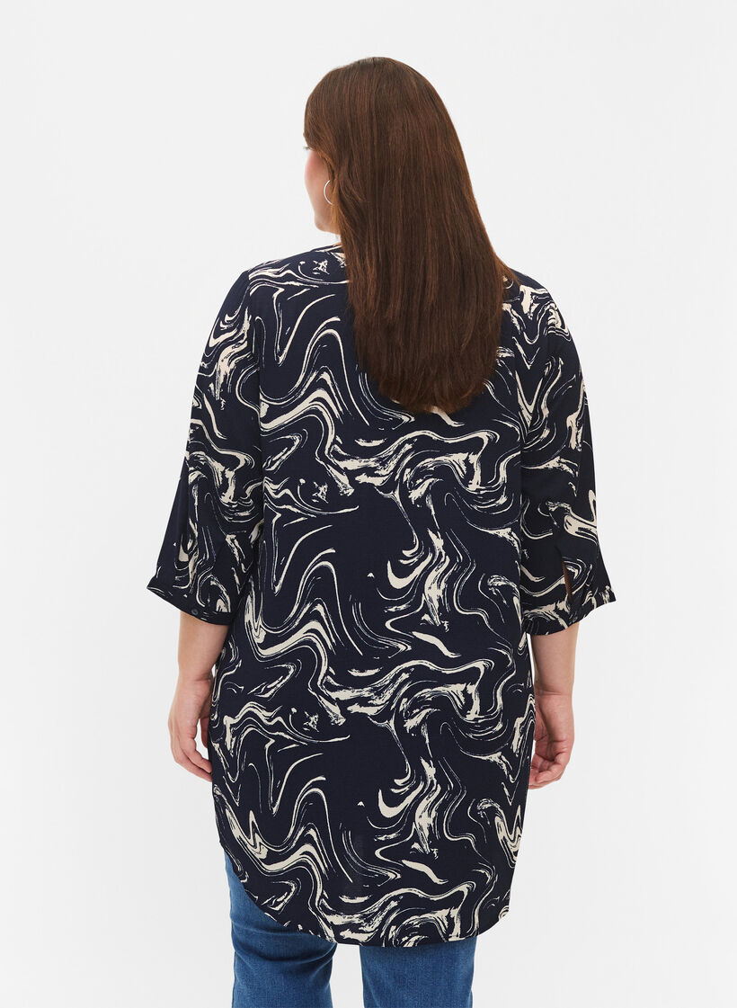 Tuniek met 3/4 mouwen en print, N. Blazer Swirl AOP, Model image number 1