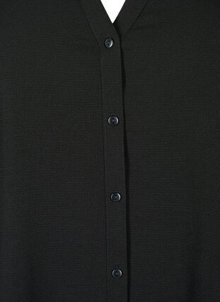 Overhemdblouse met 3/4-mouwen en een kraag met ruches, Black, Packshot image number 2