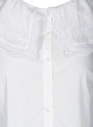 Katoenen blouse met grote kraag, Bright White, Packshot image number 2