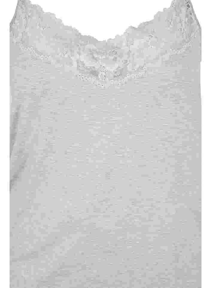 Viscose top met kanten details, Medium Grey Melange , Packshot image number 2