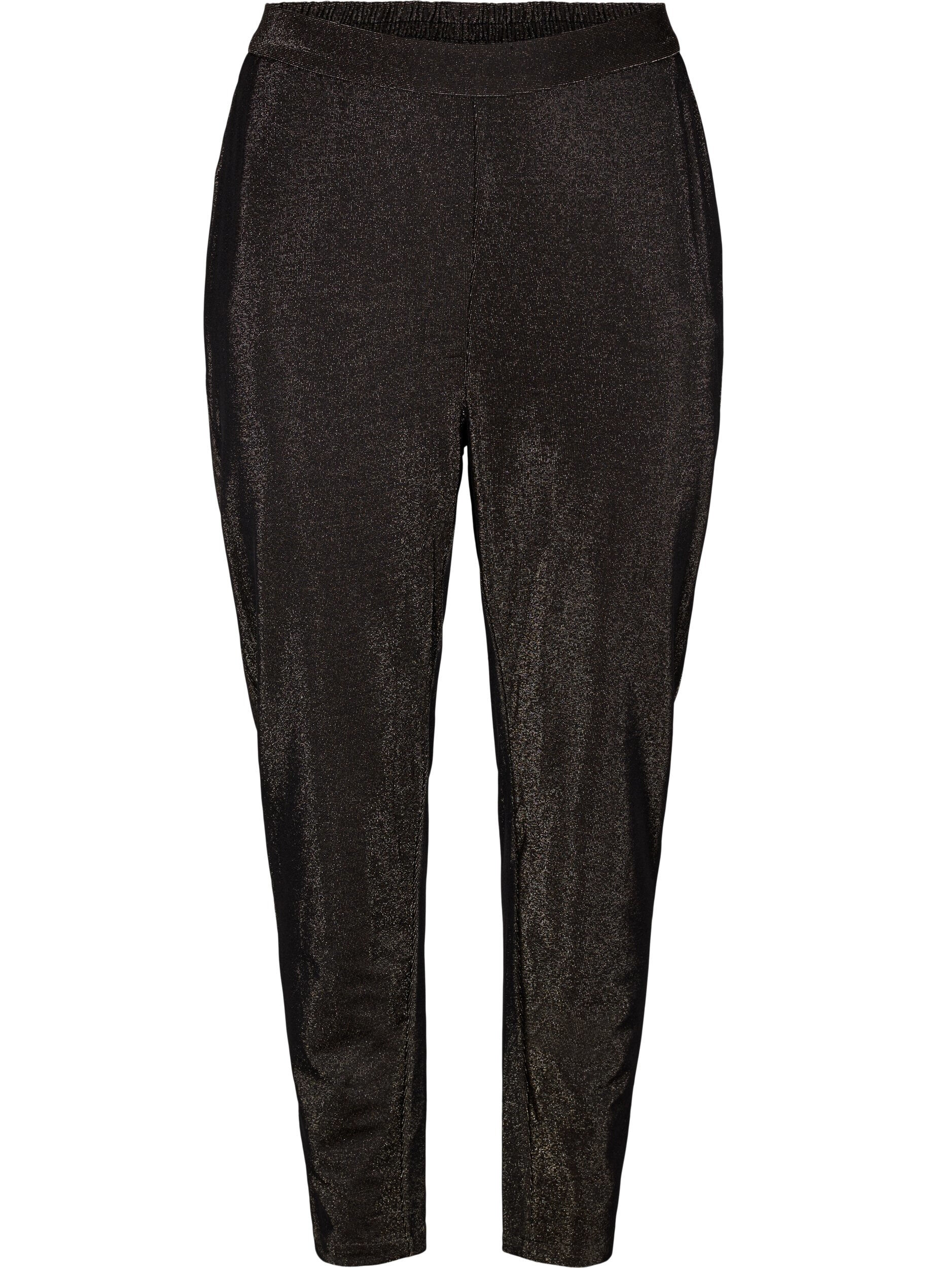 Zizzi Maddison broek met glitter, Black w. Lurex, Packshot image number 0