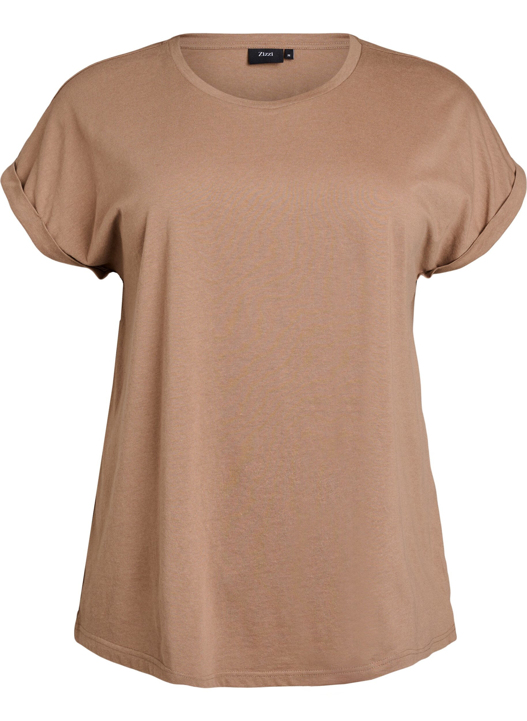 ZizziT-shirt met korte mouwen van katoenmix, Bruin, Packshot image number 0