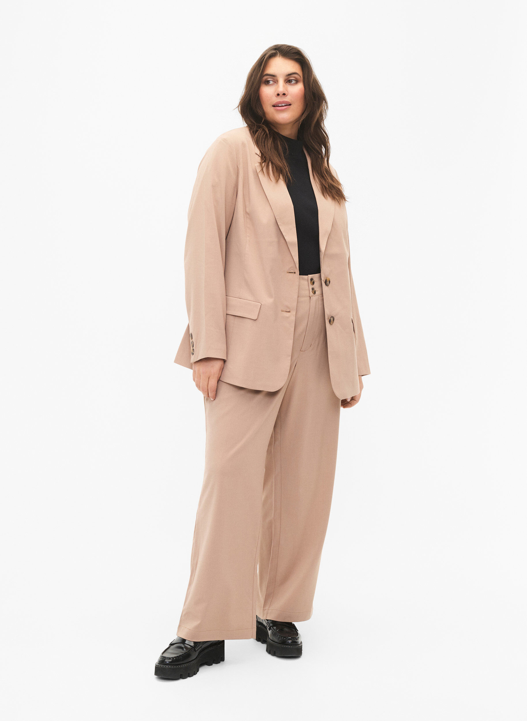 Zizzi Klassieke blazer met knoopsluiting, Amphora, Model image number 2