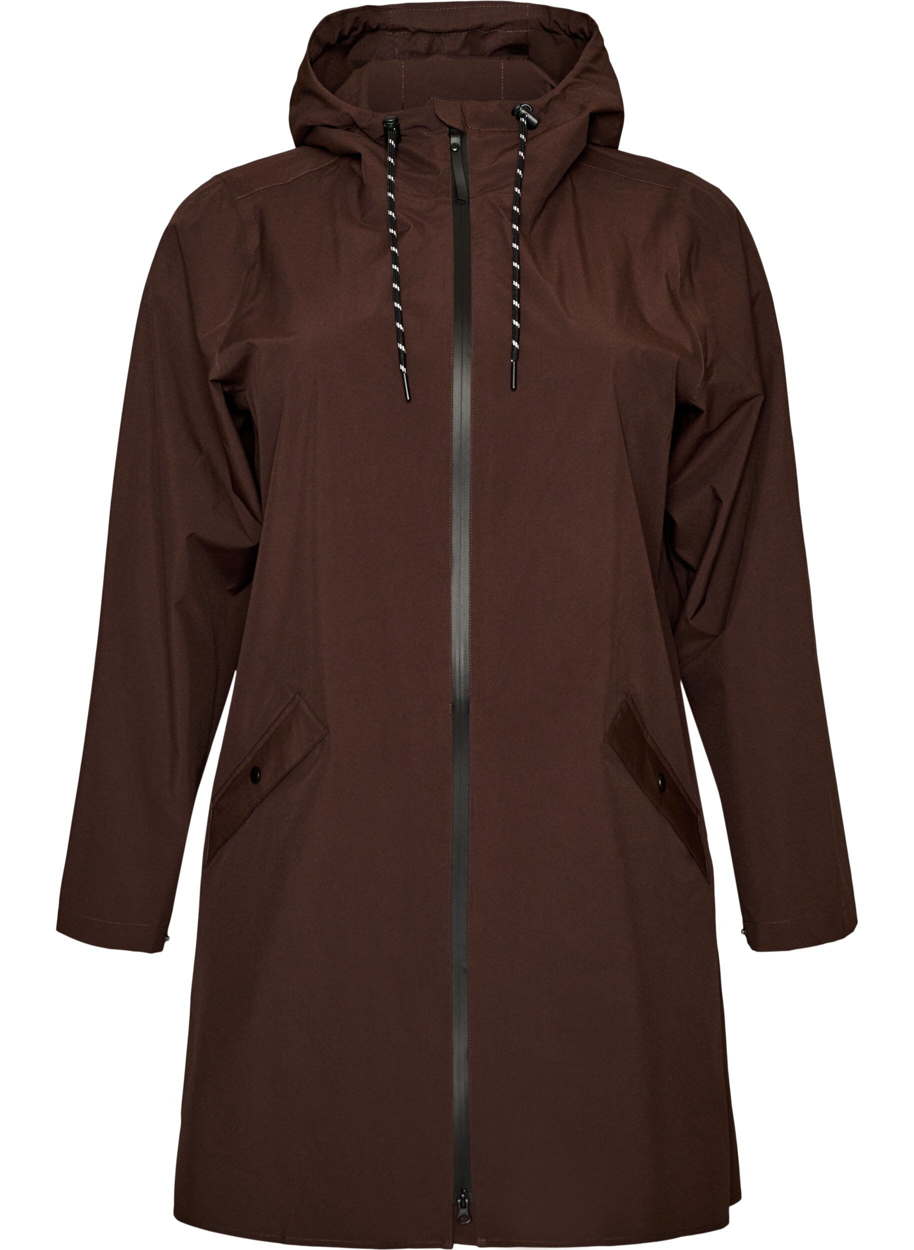 ZizziRegenjas met zakken en capuchon, Bruin, Packshot image number 0