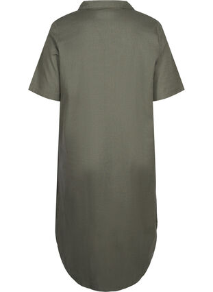 Lange katoenen blouse met korte mouwen, Dusty Olive, Packshot image number 1