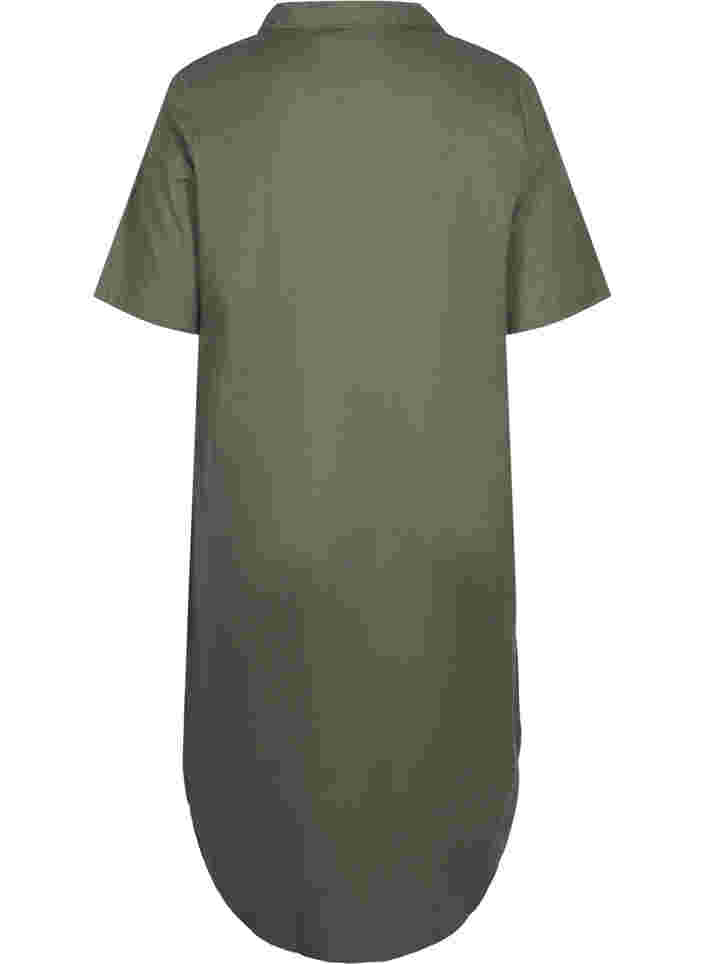 Lange katoenen blouse met korte mouwen, Dusty Olive, Packshot image number 1