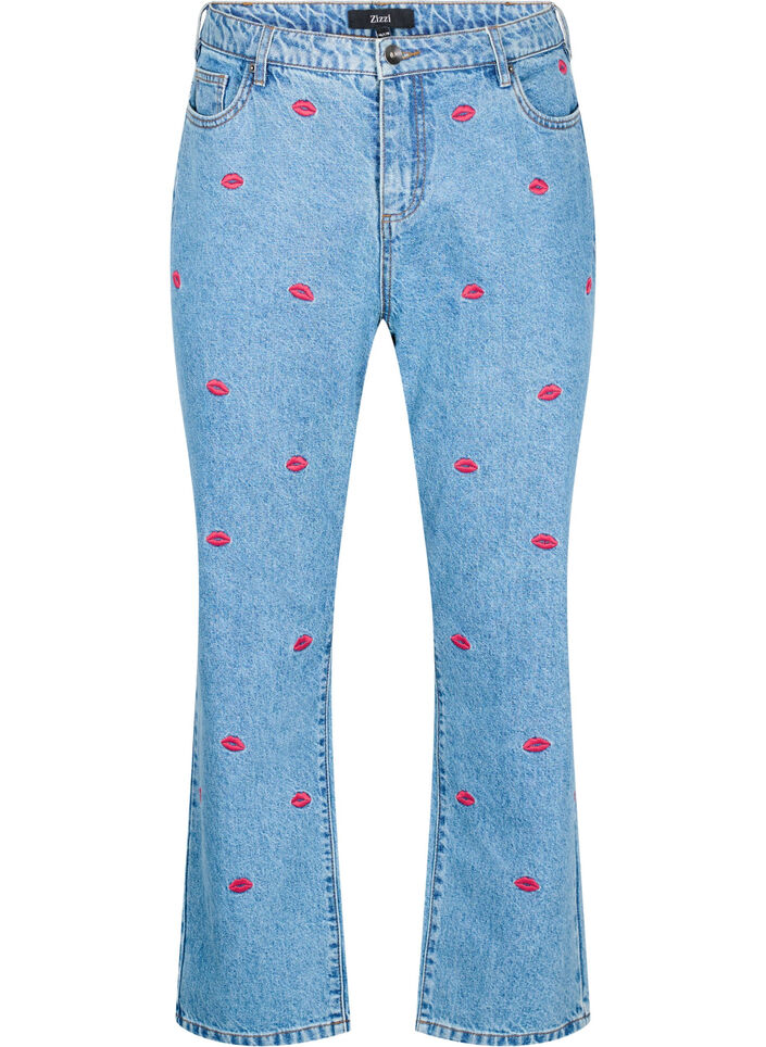 Hoge taille Gemma jeans met lippen, Blauw, Packshot image number 0