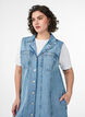 Mouwloze denimjurk met knoopsluiting en splitten, Blauw, Model image number 2