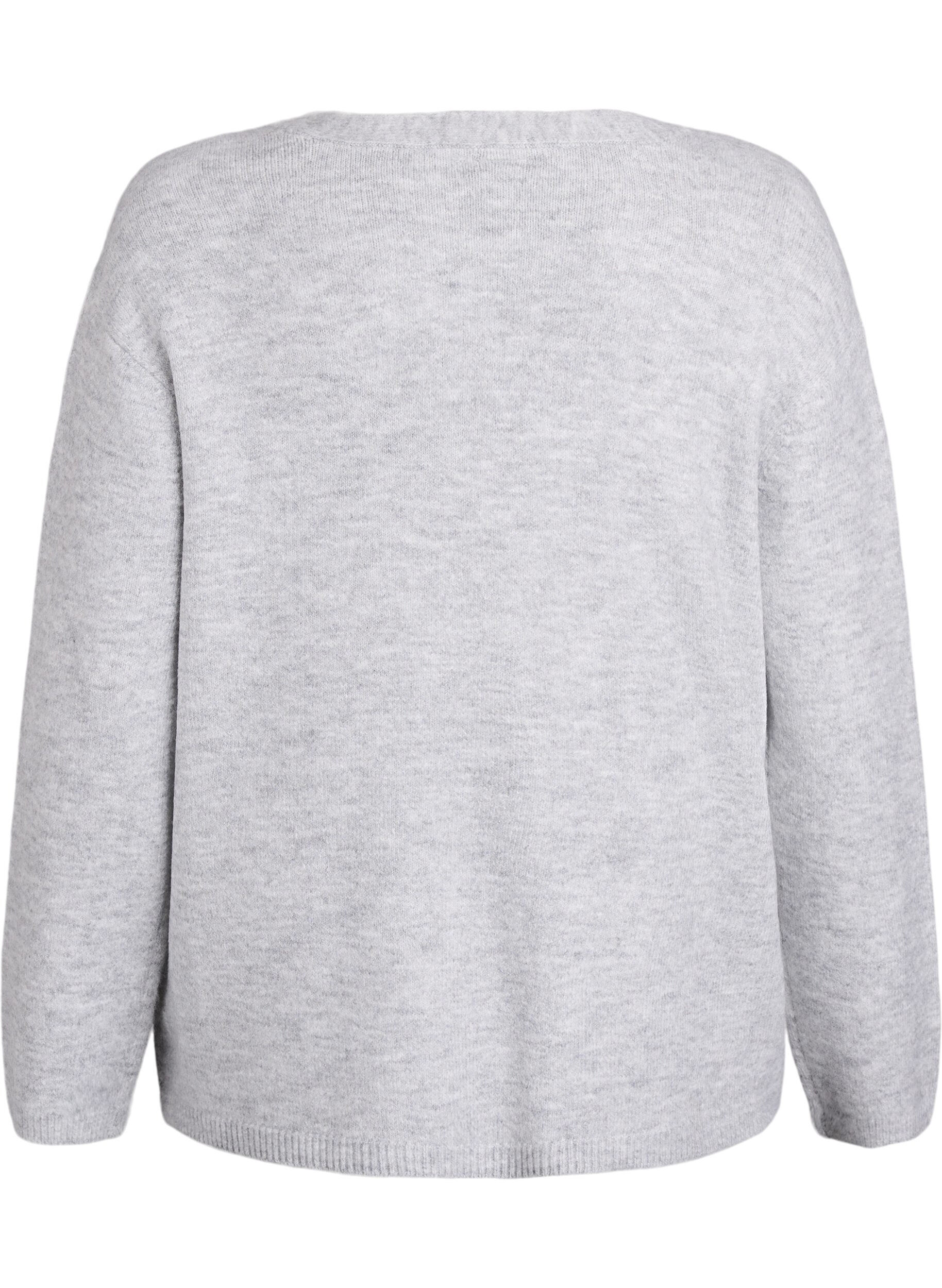 Zizzi Cardigan met V-hals en geborduurde bloemen, Grijs, Packshot image number 1