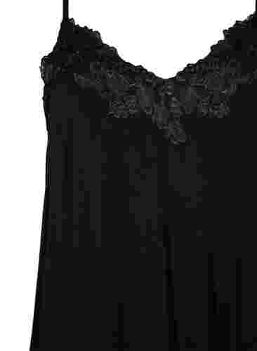 Viscose nachthemd met kant, Black, Packshot image number 2
