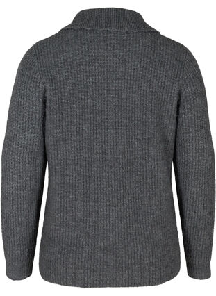 Gemêleerde gebreide trui met kraag, Dark Grey Melange, Packshot image number 1