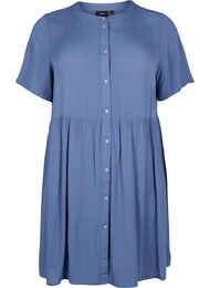 A-lijn viscose jurk met korte mouwen, Moonlight Blue