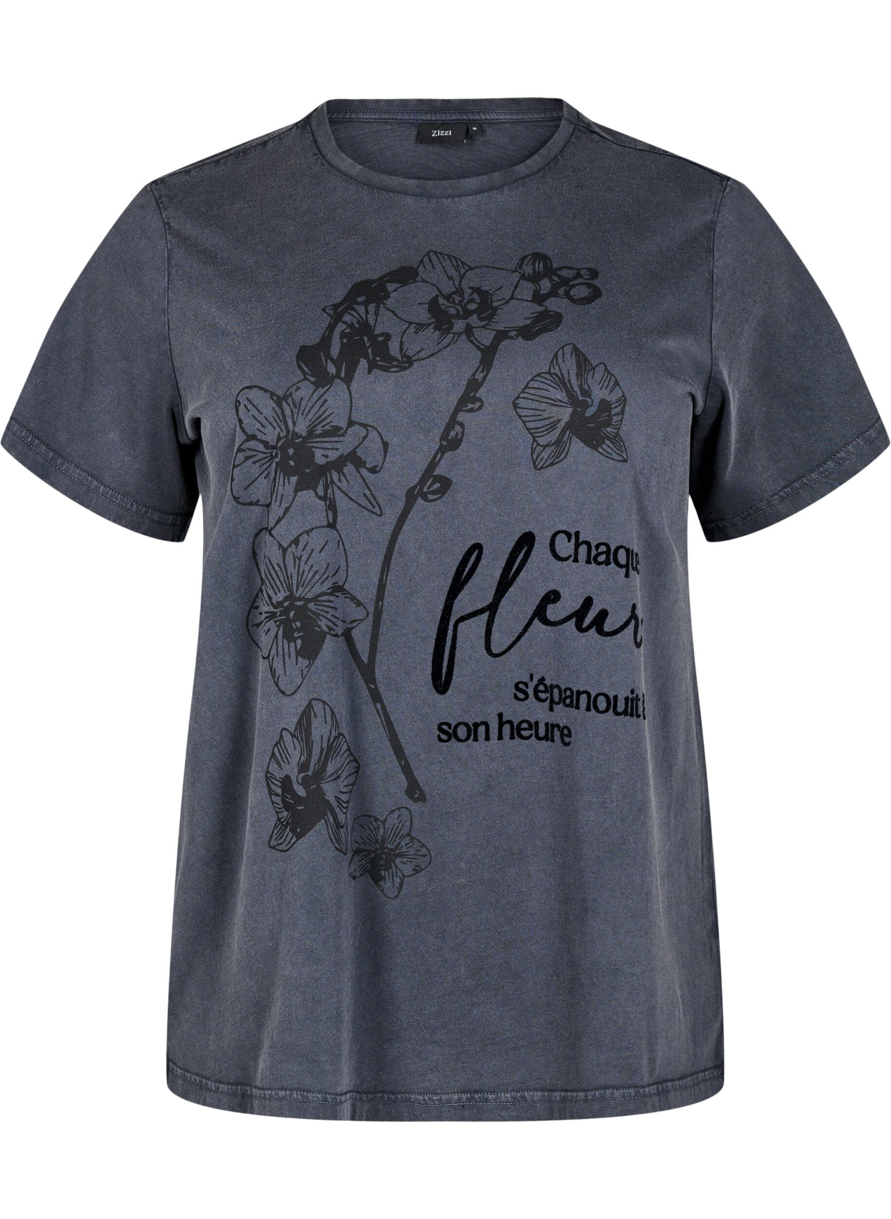 Zizzi T-shirt van biologisch katoen met print, Grijs, Packshot image number 0