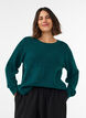 Gebreide blouse met een opengewerkt structuurpatroon, Groen, Model image number 0