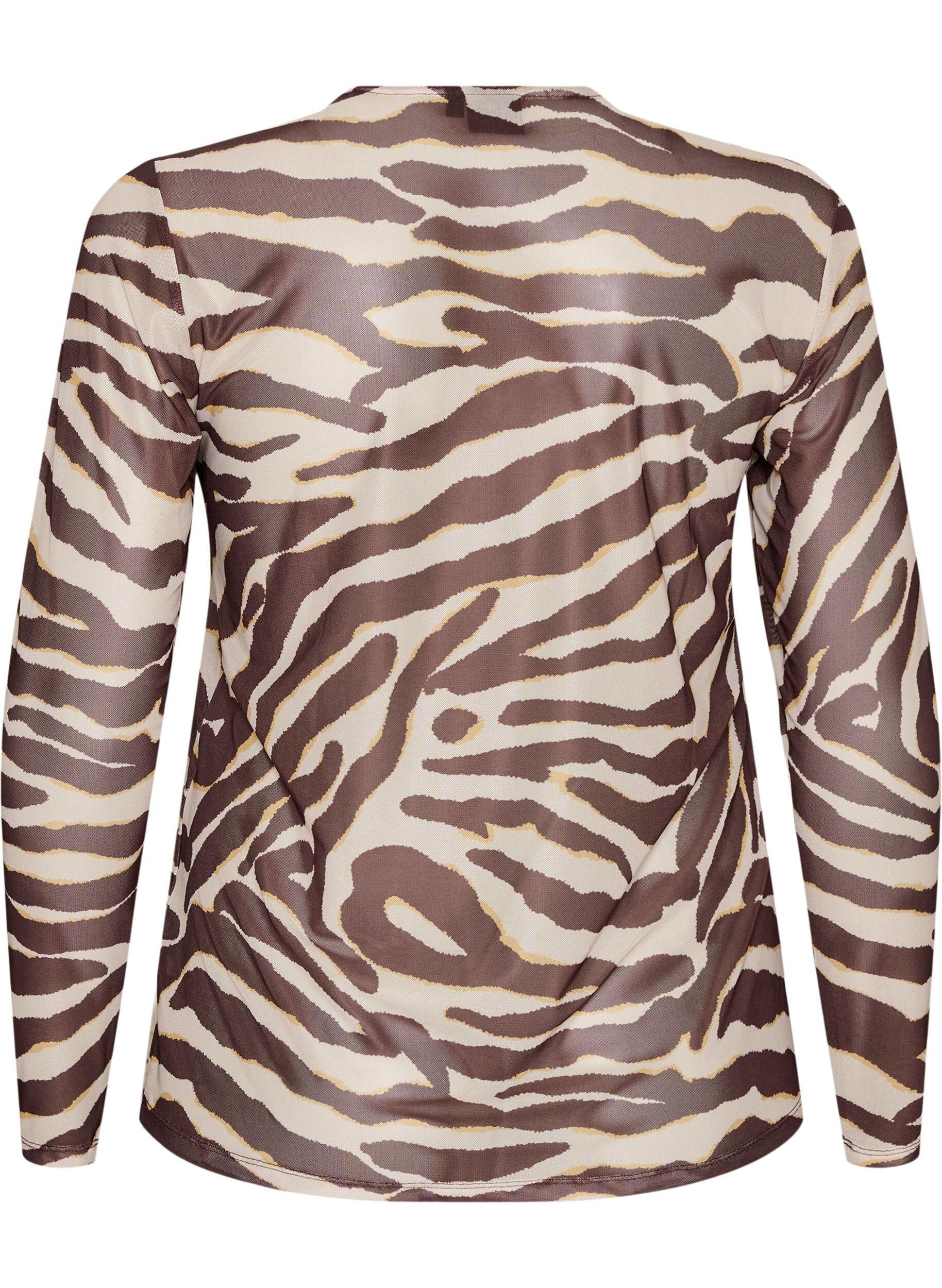 ZizziMesh blouse met print, Bruin, Packshot image number 1