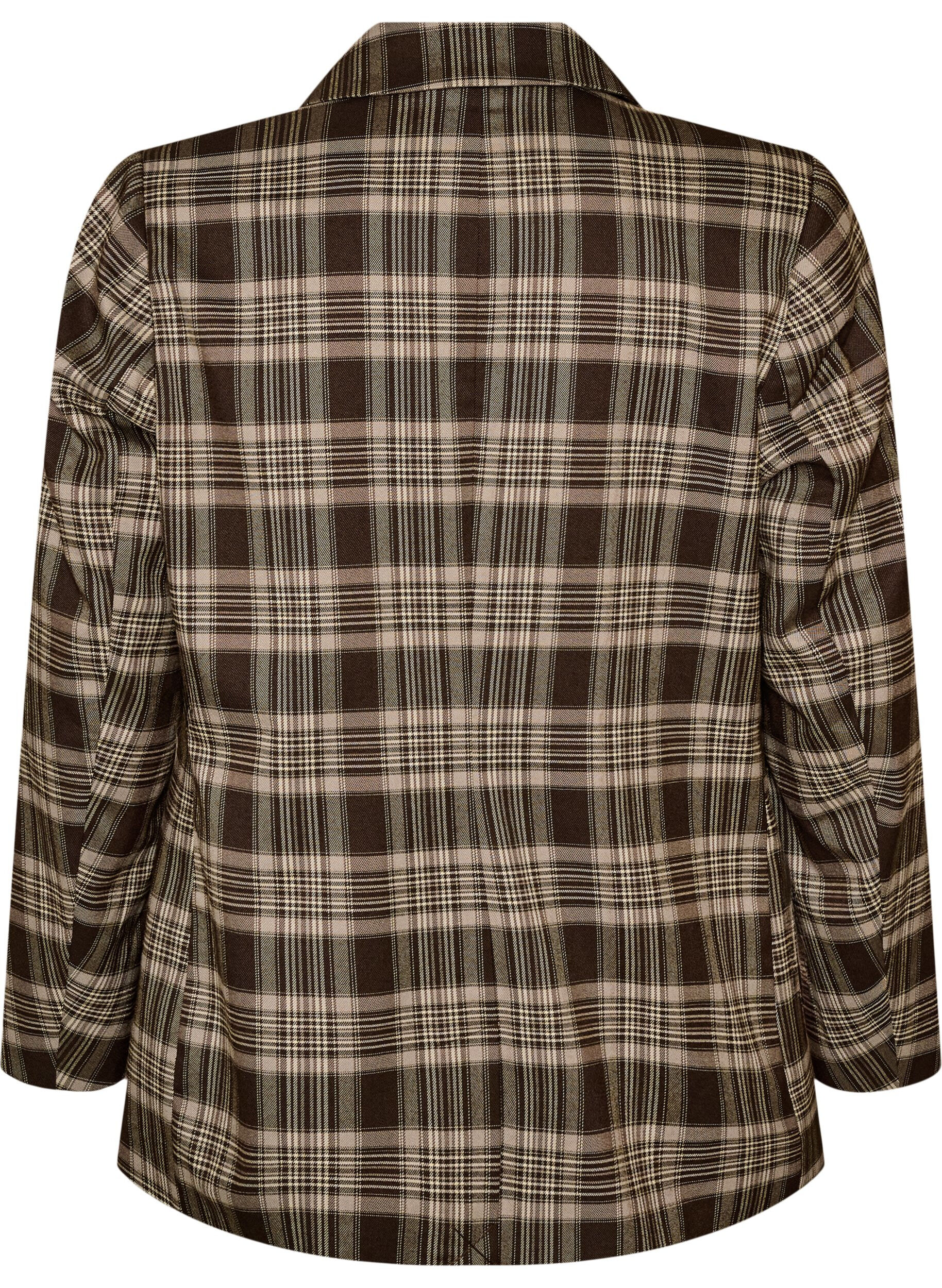 ZizziGeruite blazer met zakken en split achteraan, Bruin, Packshot image number 1