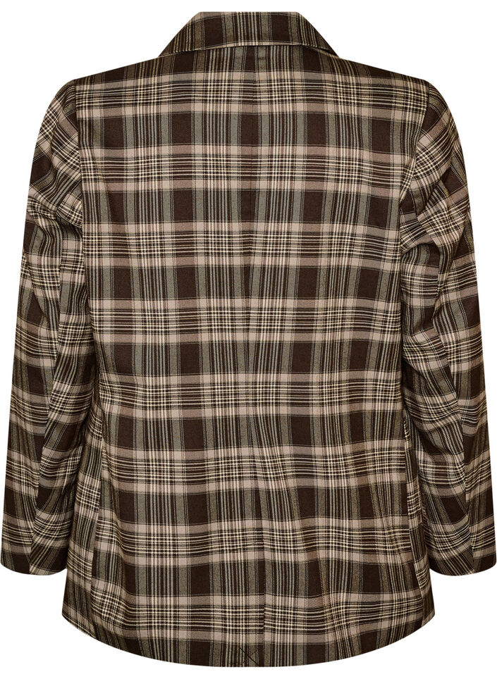 Geruite blazer met zakken en split achteraan, Bruin, Packshot image number 1