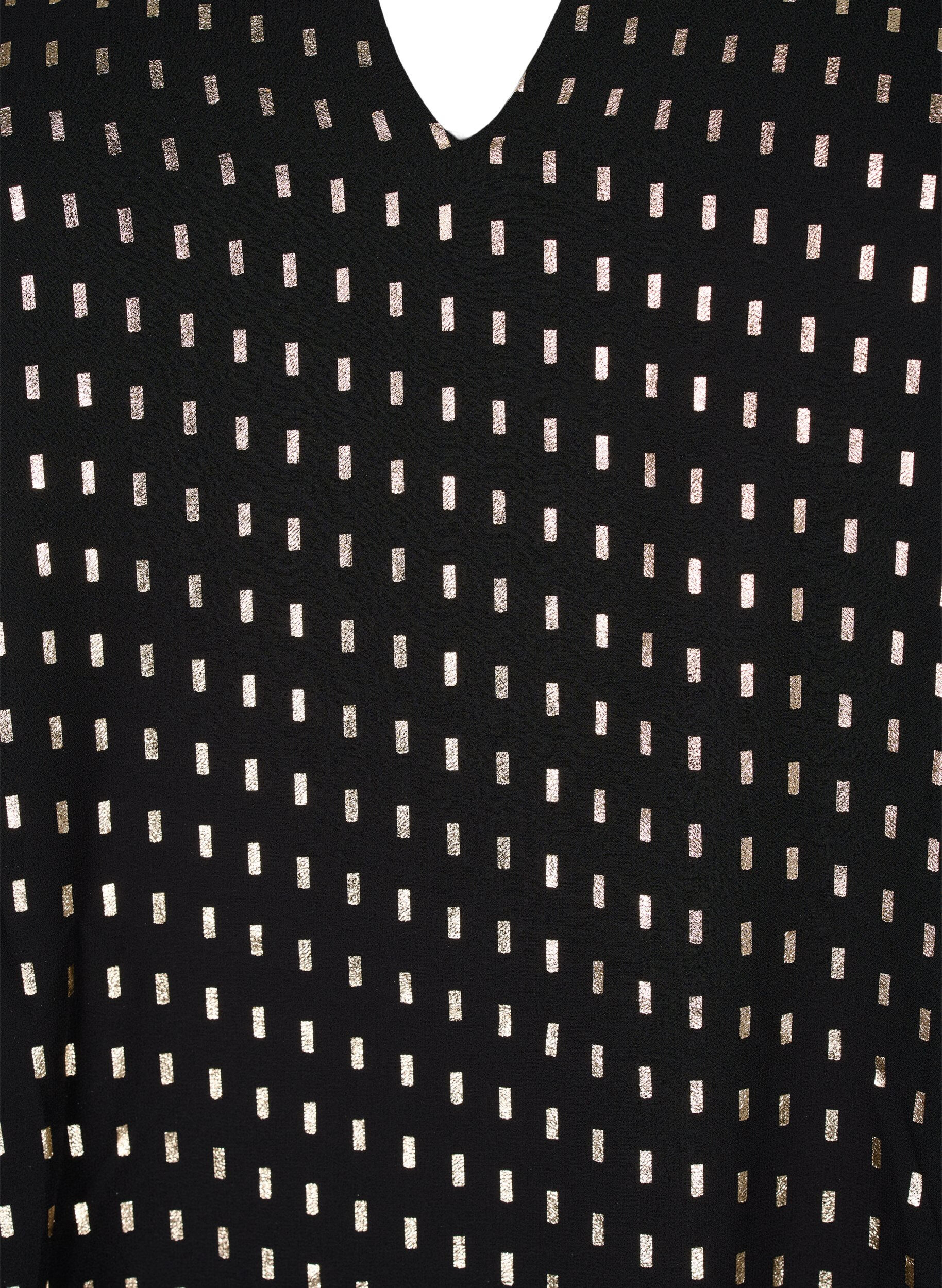 Zizzi Jurk met lange mouwen en folieprint, Black w. Gold, Packshot image number 2