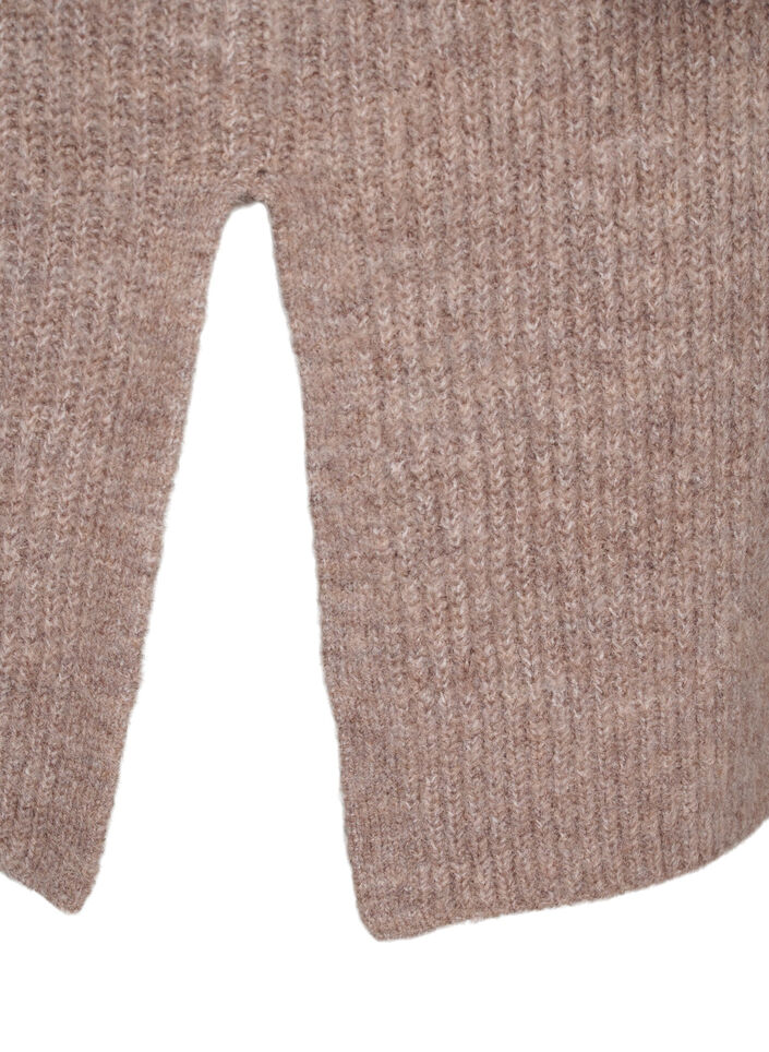 FLASH - Geribde cardigan met splitten, Brown Lentil Melange, Packshot image number 3