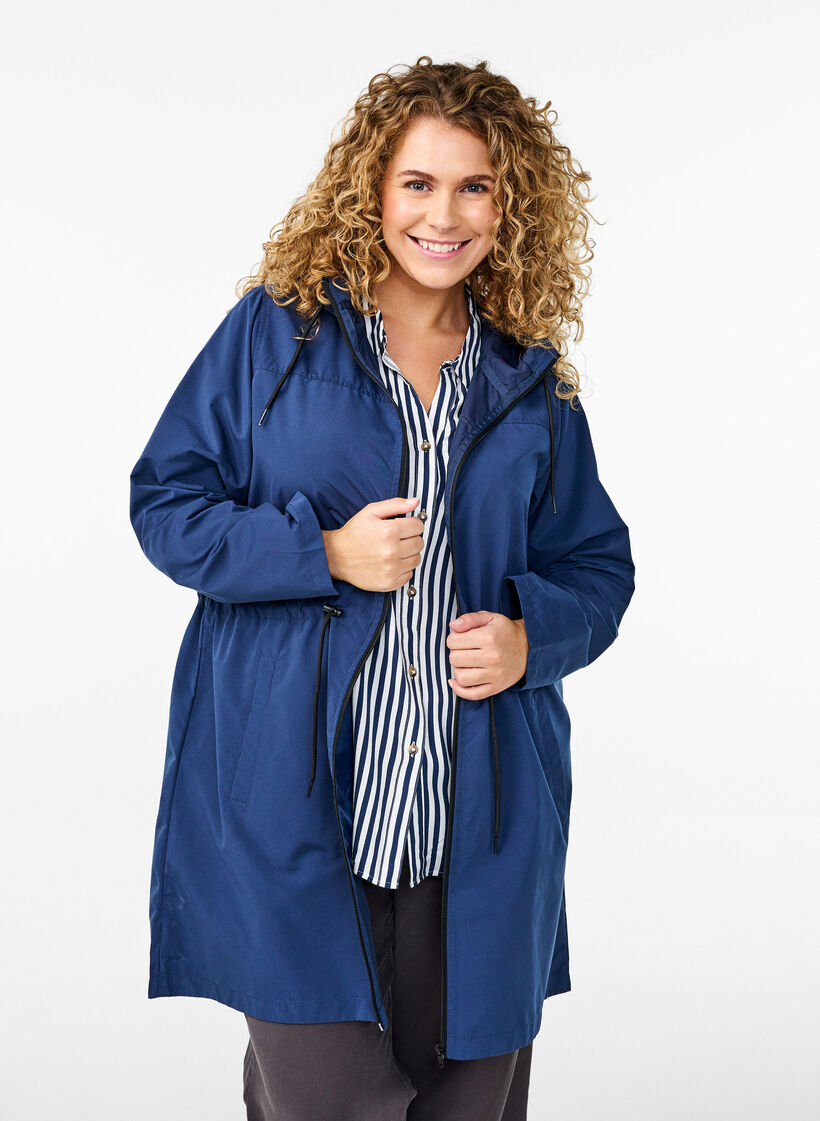 Lichtgewicht parka met een capuchon, Blauw, Model image number 0