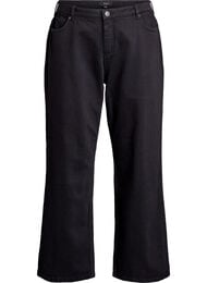 Wide-leg jeans met hoge taille, Zwart