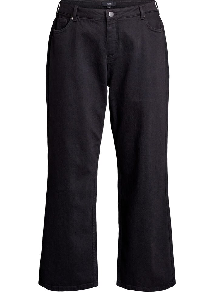 Wide-leg jeans met hoge taille, Zwart, Packshot image number 0