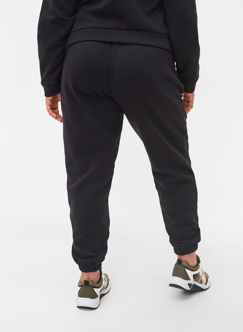 Losse katoenen broek met zakken, Zwart, Model image number 1
