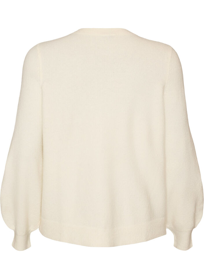 Cardigan in zacht breisel met goudkleurige knopen, Vanille, Packshot image number 1