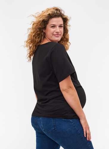 Zwangerschapst-shirt met korte mouwen in katoen, Black, Model image number 1
