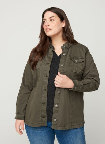 Korte jas in katoen, Army Green, Model image number 0