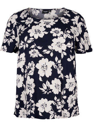 FLASH - Viscose blouse met korte mouwen en print, N. Sky White Flower, Packshot image number 0