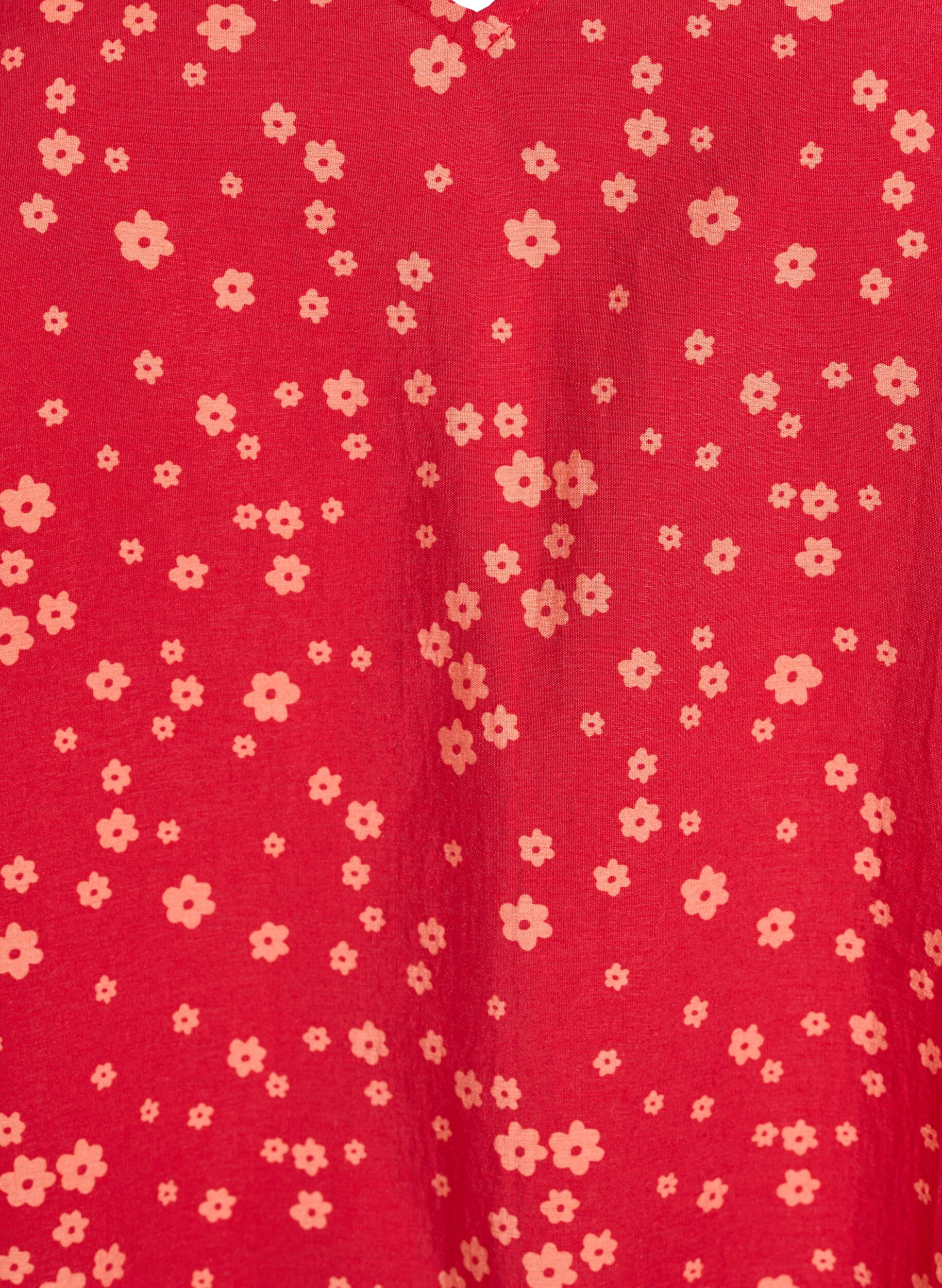 Zizzi Blouse met vleermuismouwen en bloemen, Rood, Packshot image number 2